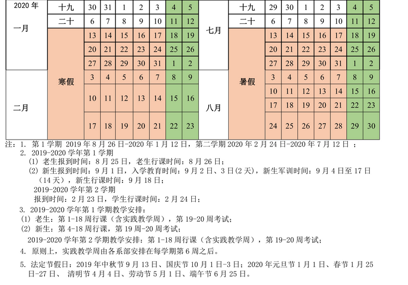 成都信息工程大學(xué)銀杏酒店管理學(xué)院2019-2020年校歷及寒假放假時間安排,什么時候放寒假